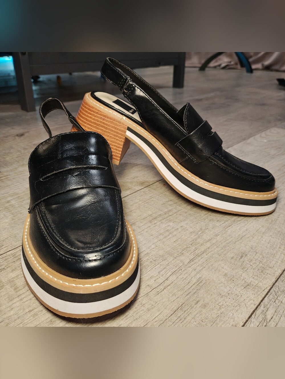 Dolce Vita Hattie Slingback Block Heel Loafer in Black Stella. - Picture 5 of 14